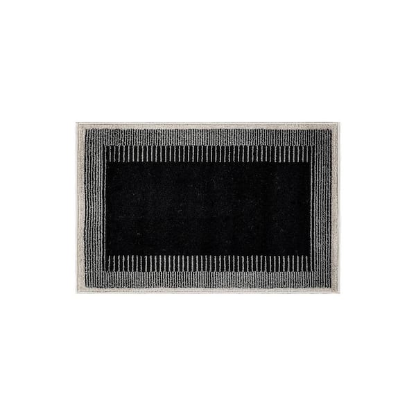 Modern Abstract Bordered Area Rug for Living Room, Bedroom, or Entryway 2 ft. x 3 ft. Black