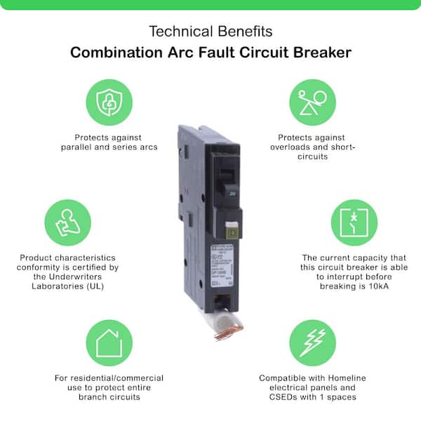 Homeline 20 Amp Single-Pole Combination Arc Fault Circuit Breaker(HOM120CAFIC)