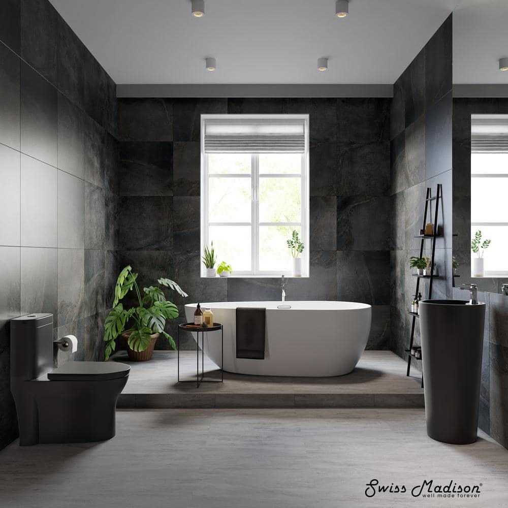 Monaco Matte Black Ceramic Pedestal Sink