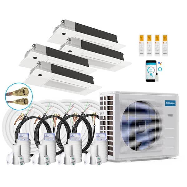 MRCOOL DIY 36,000 BTU 3-Ton 4-Zone 21.5 SEER Ductless Mini-Split AC and Heat Pump with Cassettes 9K+9K+9K+12K & 25,25,35,50ft