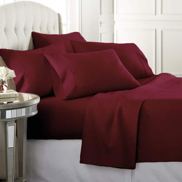 Luxury Home 6 Piece Burdy Super Soft 1600 Series Double Brushed California King Microfiber Bed Sheets Set Lh 1600s 6pc Bur Ck The Depot Luxury Home 6 Piece Burdy Super Soft, California King Size Bed Sheets