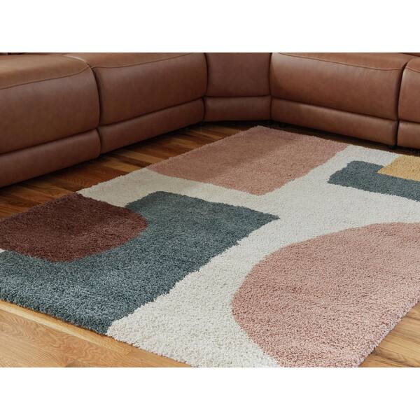 Flynnwick 5 ft. x 7 ft. Gray/Pink Geometric Area Rug