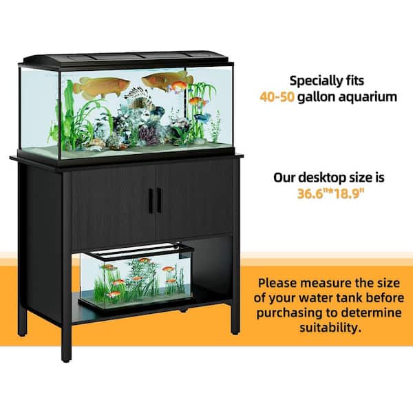 Black Metal Aquarium Stand Fish Tank Stand Cabinet Fish Tank