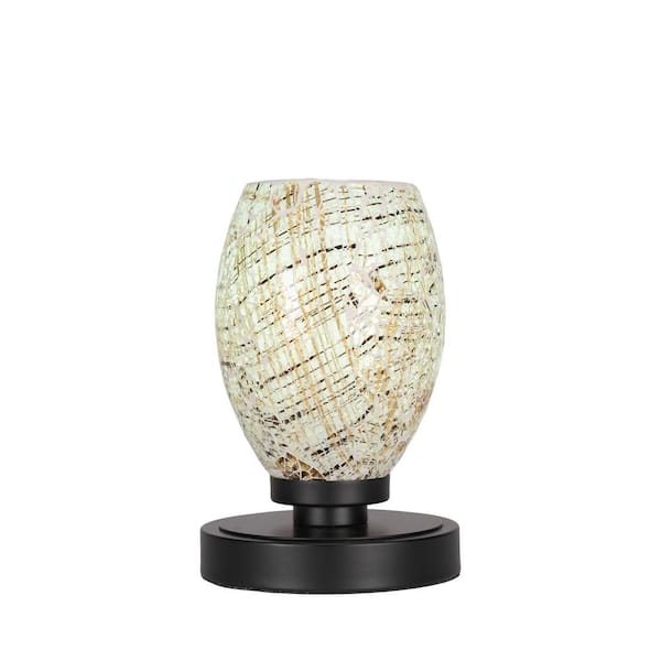 Unbranded Quincy 8 in. Matte Black Accent Lamp with Glass Shade