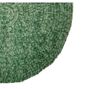 Chenille Braid Collection Diluth Green 22" x 40" Oval 100% Polyester Reversible Solid Area Rug