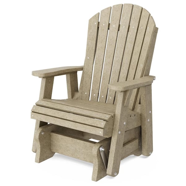 Heritage 1-Person Weathered Wood Plastic Outdoor Glider