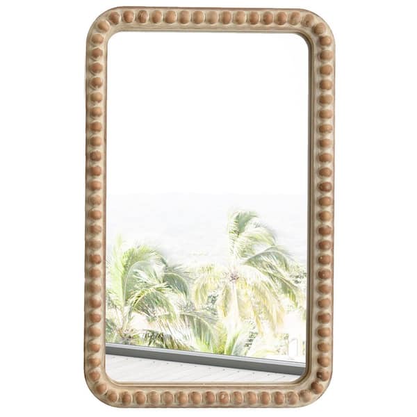 FUIN 20 in. W x 31.5 in. H Distressed Rectangle Wood Brown Frame Accent Mirror
