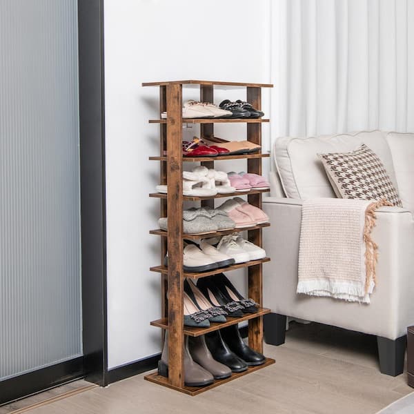Rustic Torched Wood Shoe Rack