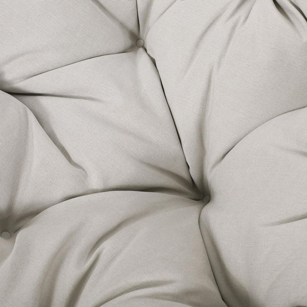 Light Brown Steel Papasan Lounge Chair with Beige Cushions
