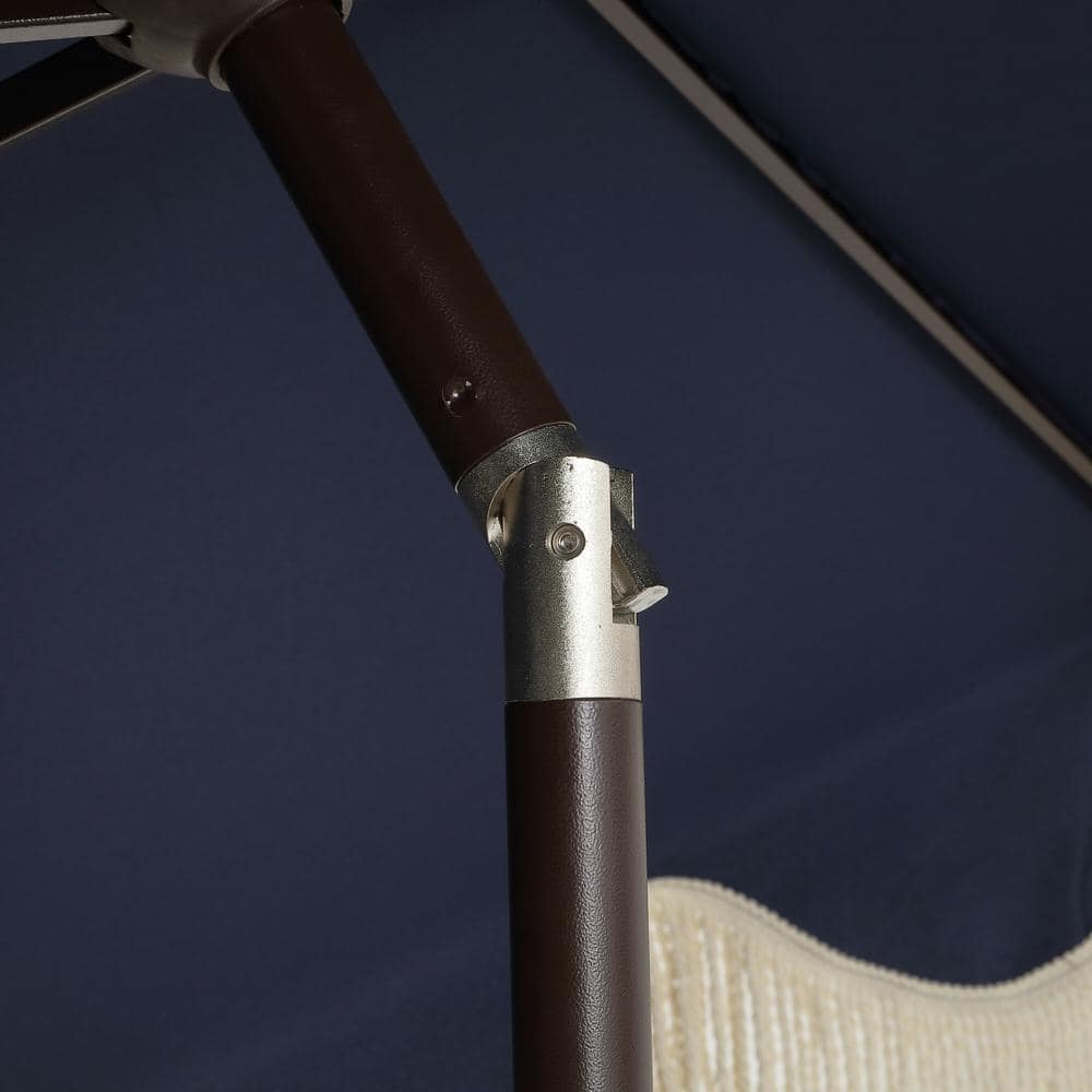 Navy and Cream 9 ft. Cottage Tassel Patio Umbrella