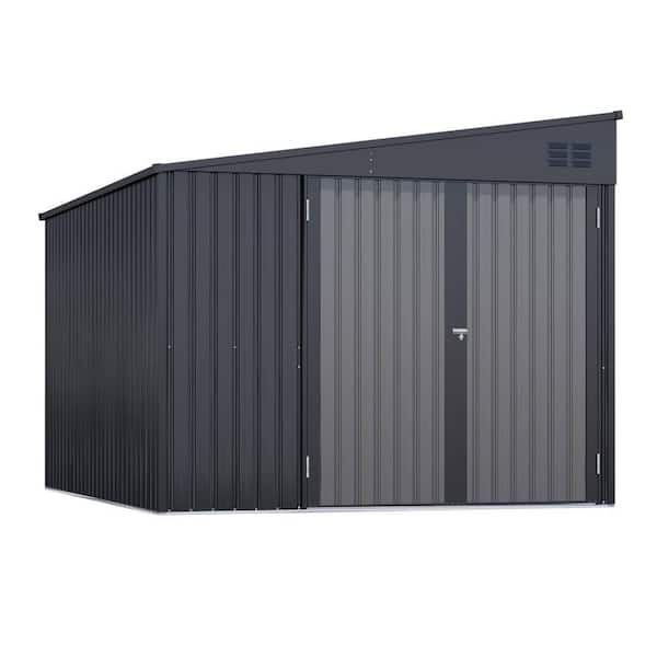 8 ft. W x 10 ft. D Metal Shed with Double Lockable Door in Dark Gray (80 sq. ft. )