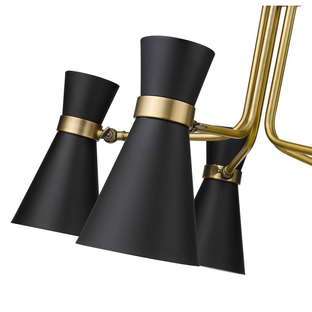 Matte Black and Brass 5-Light Steel Chandelier