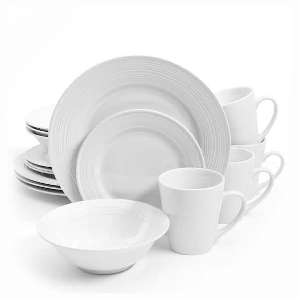 Gibson Home 16-Piece Modern White Ceramic Dinnerware Set (Service for 4)