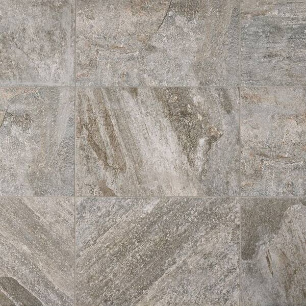 stone  コンフォートフィット　サイズ28 スチールグレー EcoStone Pre-Fab 32x96 Matte Porcelain Tile in Fossil Cross Cut