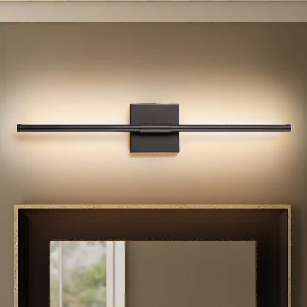 Rennnsan Allison 23.6 in. 1-Light Black Linear Dimmable LED Wall Sconce WS8101-50198 - The Home Depot