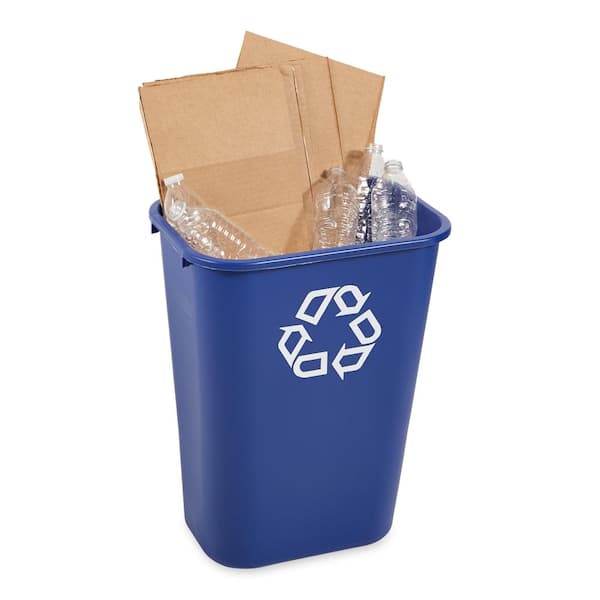 Premium Photo  Metal durable blue industrial trash bin for