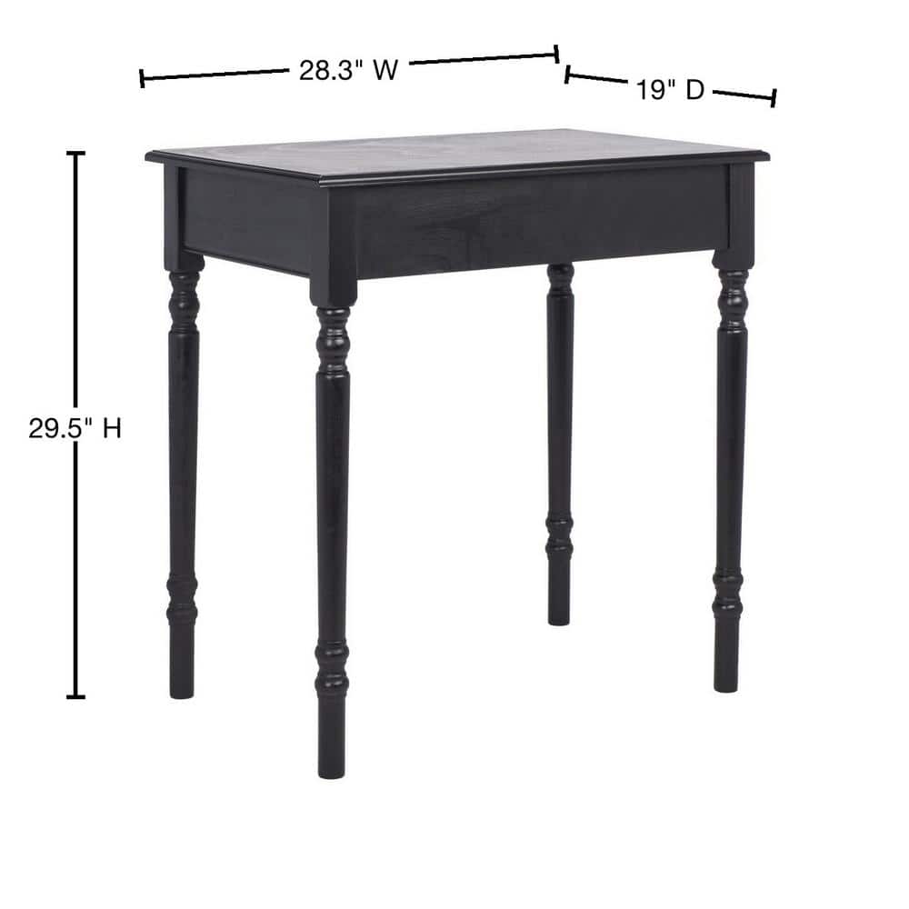 Arina Black Wood Writing Desk with Drawer