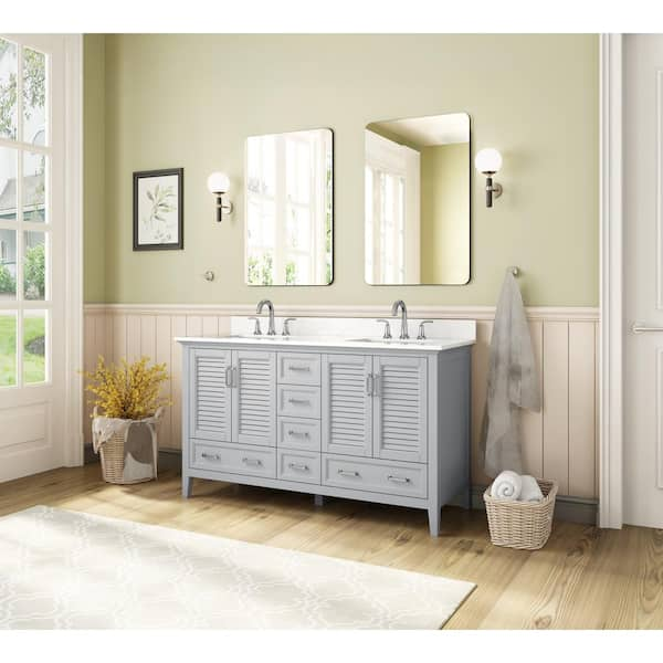 Home Decorators Collection Talmore 60 in. W x 22 in. D x 35 in. H  Freestanding Bath Vanity in Gray with White Cultured Marble Top VA-FC0201 -  The Home Depot