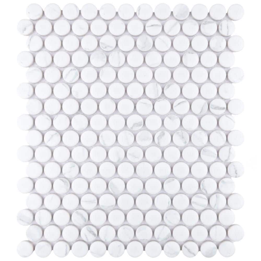 Carrione Penny Matte Carrara 9-3/4 in. x 11-1/2 in. Porcelain Mosaic Tile (8.0 sq. ft./Case) price history on PriceWatchPro
