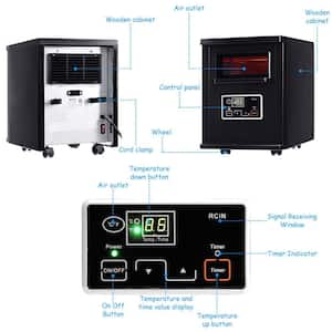 1500-Watt Electric panel Portable Infrared Quartz Space Heater Remote Black