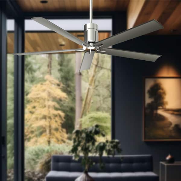 Clean 60 in. Integrated LED Indoor Polished Nickel Ceiling Fan with Light with Remote Control