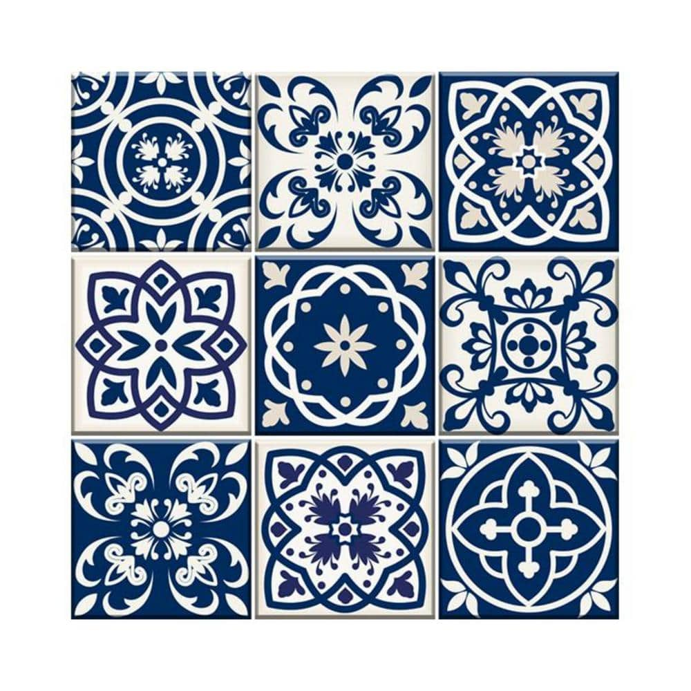 HomeRoots Amelia Blue 6 in. x 6 in. Vinyl Peel and Stick Tile (6 sq. ft ...