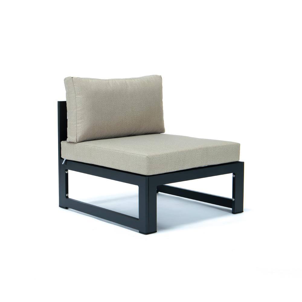 Chelsea 6-Person Black Aluminum Outdoor Sectional with Beige Cushions