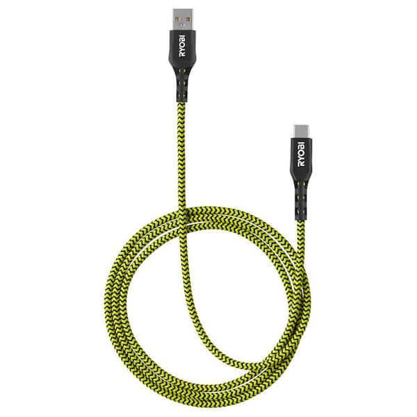 RYOBI 4 ft. Nylon Cable USB-A to USB-C