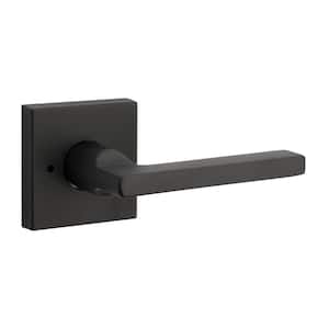 Reserve Square Satin Black Bed/Bath Door Handle with Contemporary Square Rose