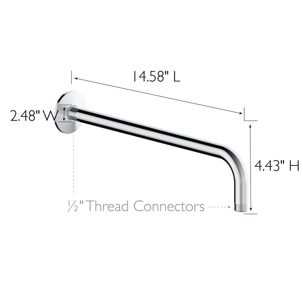 Polished Chrome 14.5-inch Steel Wall-Mounted Shower Arm