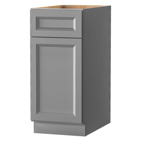 PELHAM & WHITE Keyport Shaker 15 in. W x 24 in. D x 34.5 in. H in Charcoal Plywood Tool-Free Ready To Assemble Base Kitchen Cabinet