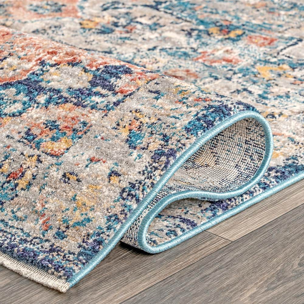 Multicolor Vintage Transitional Synthetic Area Rug, 6' 7" x 9'