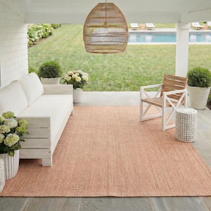 Courtyard Natural/Cream 8 ft. x 10 ft. Solid Distressed Indoor/Outdoor Patio  Patio Area Rug