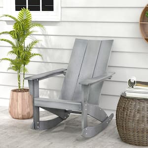 Plastic Patio Adirondack Outdoor Rocking Chair All Weather HDPE Porch Rocker 330 lbs. Grey
