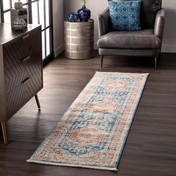 Harley Barbed Mast Medallion Blue 2 ft. x 8 ft. Runner Rug