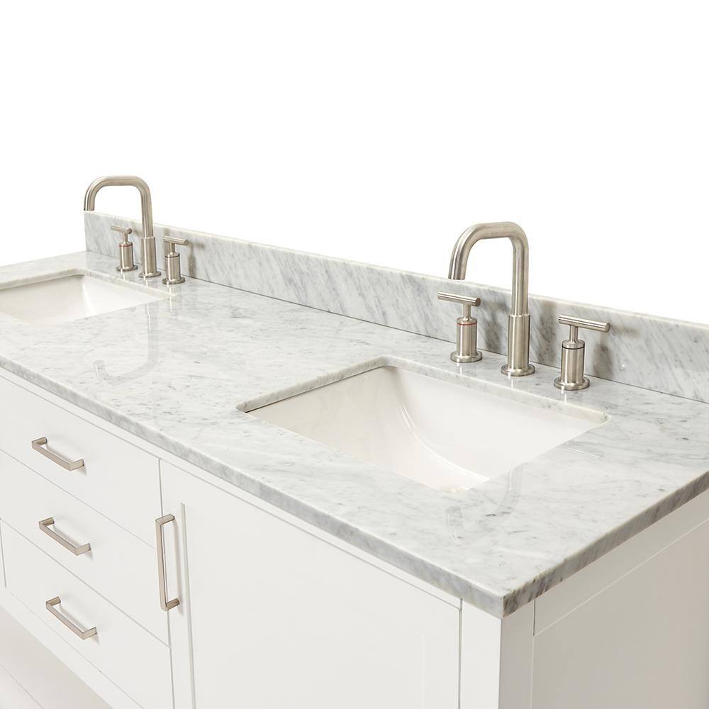 Bayhill 73'' White Double Vanity with Carrara Marble Top
