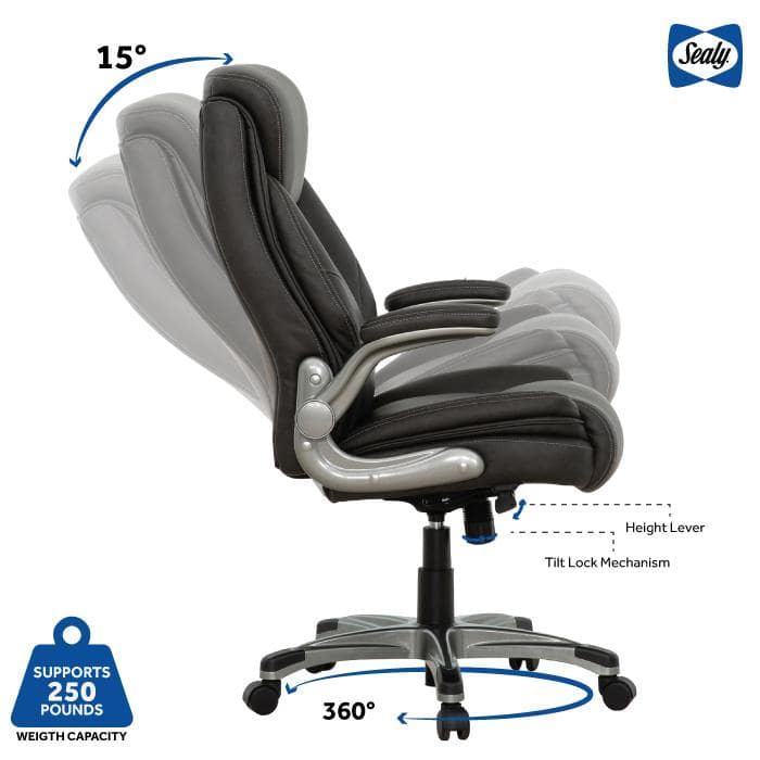 Gray High Back Executive Swivel Office Chair with Adjustable Arms