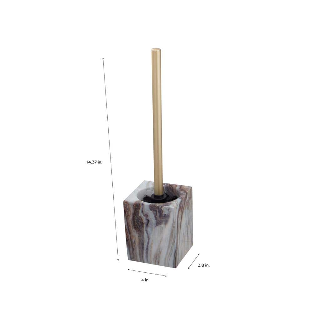 Agate Square Gold and Marble Toilet Brush Holder Set