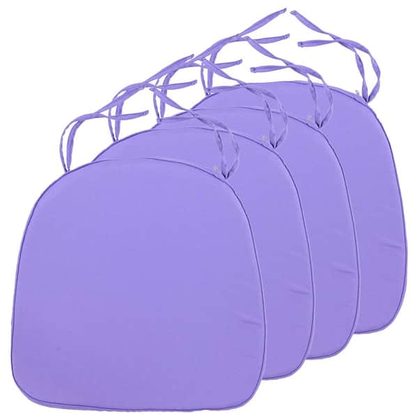 Leisuremod Modern Soft Comfortable Dining Chair Cushion Pads With Ties in Purple Set of 4