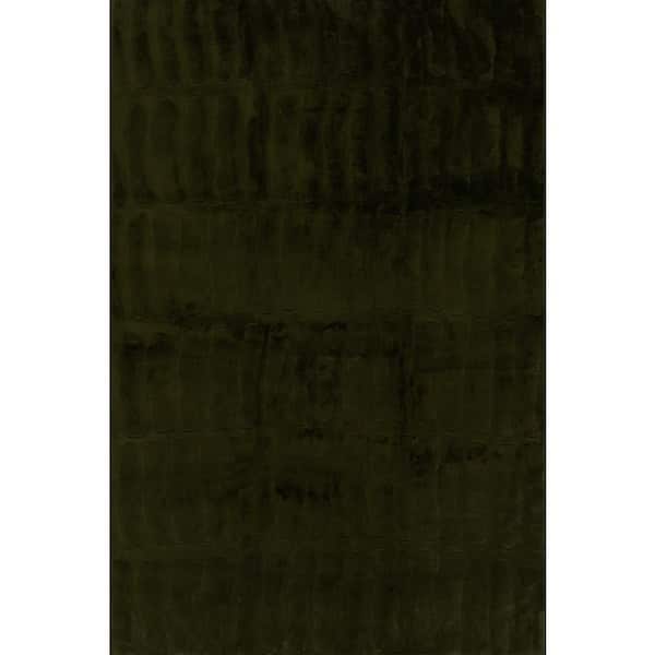 Tavina Solid Cloud Washable Area Green 5 ft. x 8 ft. Indoor Area Rug