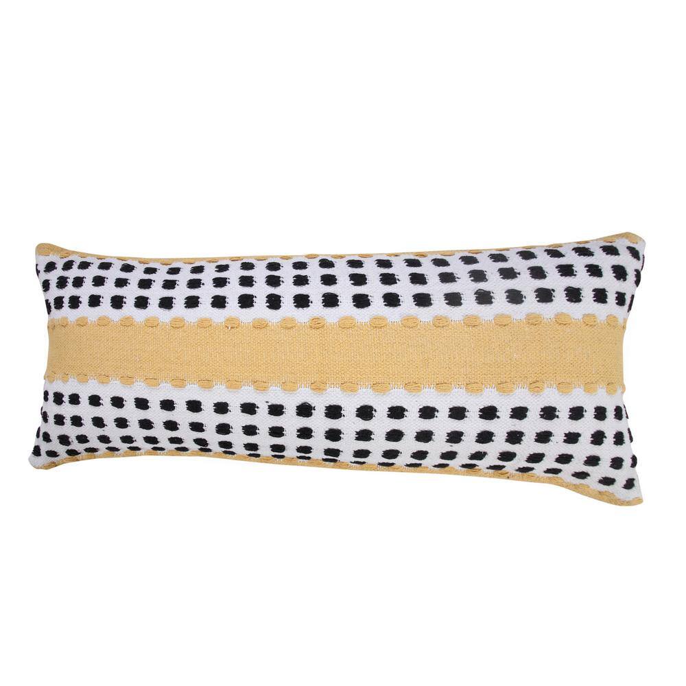 Metropolitan Yellow Black White 36" Industrial Woven Lumbar Pillow