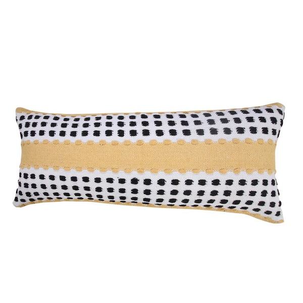 16x42 Slub Center Stripe Oversized Lumbar Bed Pillow Sour Cream