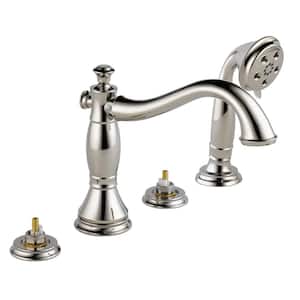 Cassidy 2-Handle Deck-Mount Roman Tub Faucet Trim Kit in Polished Nickel w/Hand Shower (Valve and Handles Not Included)