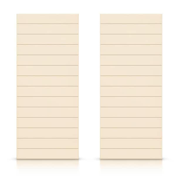 CALHOME 72 in. x 96 in. Hollow Core Beige Stained Composite MDF Interior Double Closet Sliding Doors