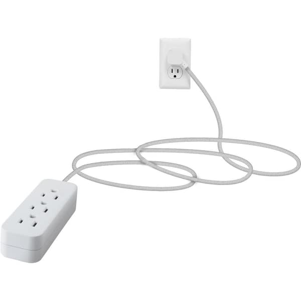 GE 6-Outlet Surge Protector with 8 ft. Extension Cord, White 14014