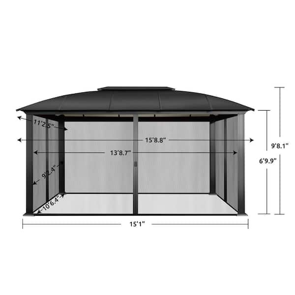 Siena 12 ft. x 16 ft. Aluminum Hard Top Gazebo with Sliding Screen