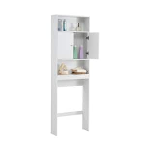 Bathroom Version White 3-Shelf MDF Wooden Storage Cabinet, Toilet Can Be Placed Inside the Cabinet