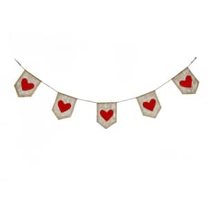 6 ft. Length by 9 in. Height Valentine's Red Hearts Garland