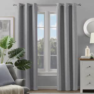 Fairfax Black Polyester 38 in. W x 84 in. L Grommet 100% Blackout Curtain (Single Panel)