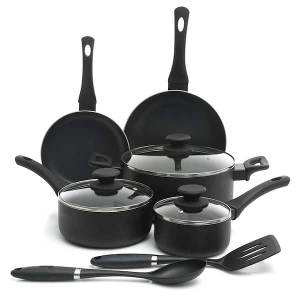 Ashford 10 piece Aluminum Nonstick Cookware Set in Black with Bakelite Handle